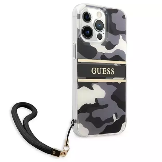 Guess GUHCP13LKCABBK iPhone 13 Pro / 13 6.1&quot  black/black hardcase Camo Strap Collection 3