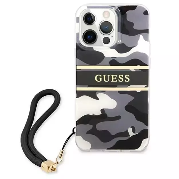 Guess GUHCP13LKCABBK iPhone 13 Pro / 13 6.1&quot  black/black hardcase Camo Strap Collection 2