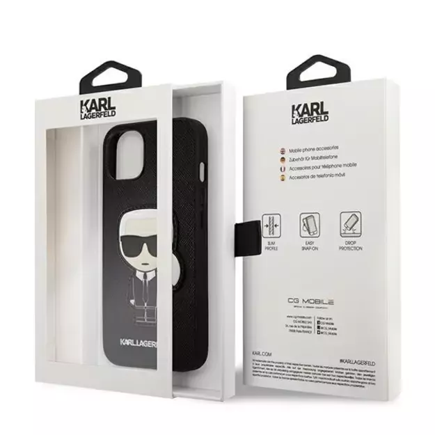 Karl Lagerfeld KLHCP13SOKPK iPhone 13 mini 5,4  czarny/black hardcase Saffiano Ikonik Karl`s Patch 9