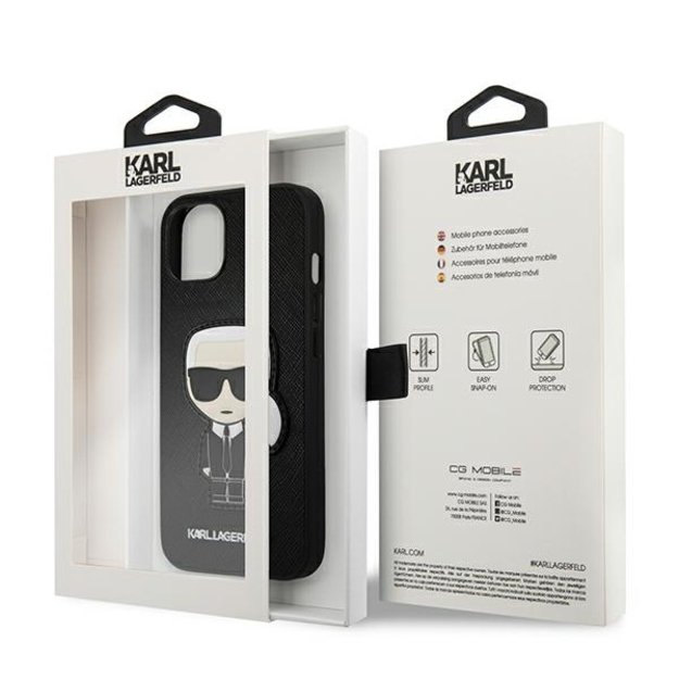 Karl Lagerfeld KLHCP13SOKPK iPhone 13 mini 5,4  czarny/black hardcase Saffiano Ikonik Karl`s Patch 14