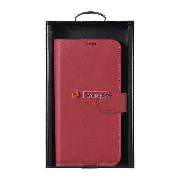 iCarer Haitang Leather Wallet Case Leather Case for Samsung Galaxy S22 + (S22 Plus) Wallet Housing Cover Red (AKSM05RD) 12