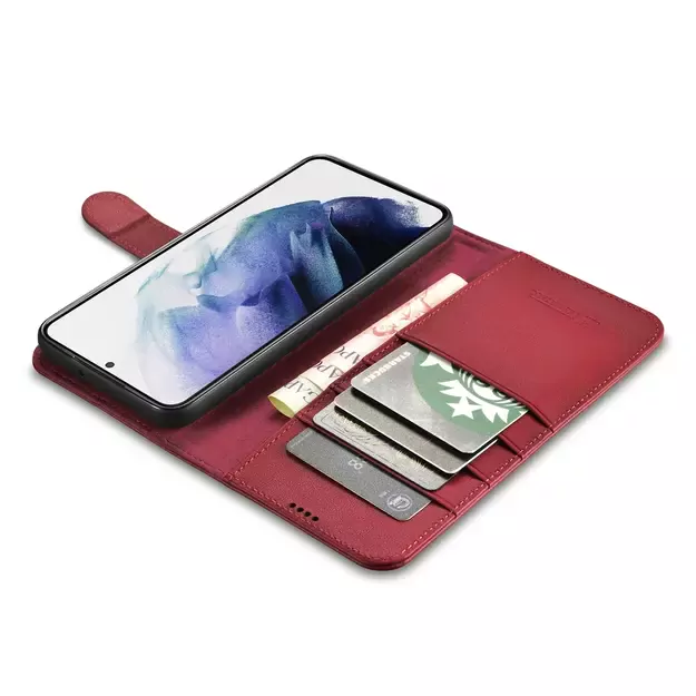 iCarer Haitang Leather Wallet Case Leather Case for Samsung Galaxy S22 + (S22 Plus) Wallet Housing Cover Red (AKSM05RD) 7