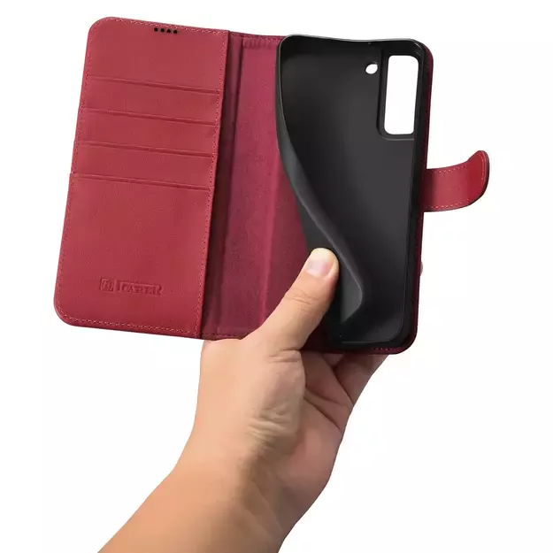 iCarer Haitang Leather Wallet Case Leather Case for Samsung Galaxy S22 + (S22 Plus) Wallet Housing Cover Red (AKSM05RD) 13