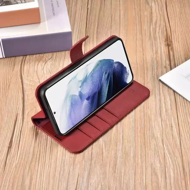 iCarer Haitang Leather Wallet Case Leather Case for Samsung Galaxy S22 + (S22 Plus) Wallet Housing Cover Red (AKSM05RD) 19