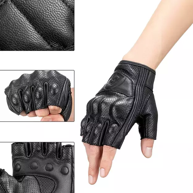 Rockbros 16220006003 L leather motorcycle gloves - black 6