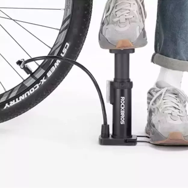 Rockbros 42610002001 floor bicycle pump with pressure gauge - black 3