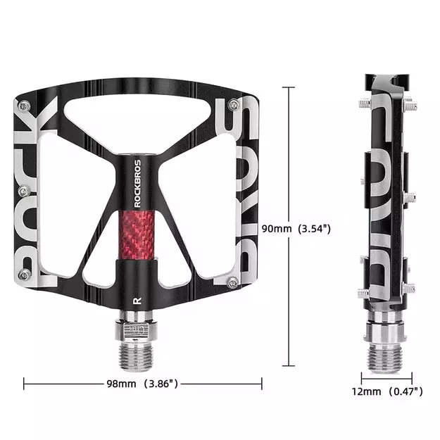 Rockbros 37213071001 Aluminum Alloy Bicycle Pedal Set - Black 5