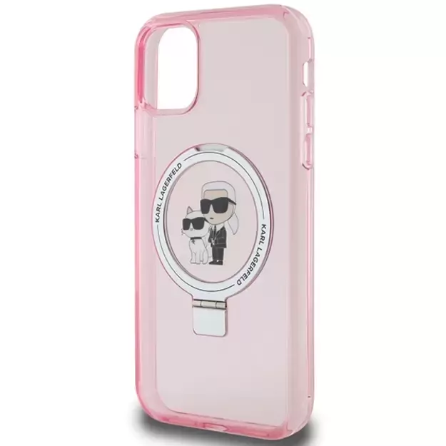 Karl Lagerfeld Ring Stand Karl&Choupette MagSafe case for iPhone 11 / Xr - pink 12