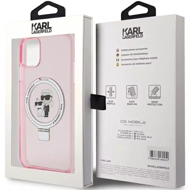 Karl Lagerfeld Ring Stand Karl&Choupette MagSafe case for iPhone 11 / Xr - pink 14