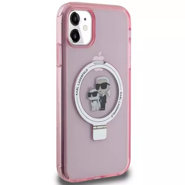 Karl Lagerfeld Ring Stand Karl&Choupette MagSafe case for iPhone 11 / Xr - pink 10