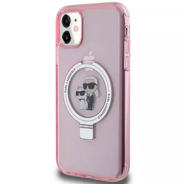 Karl Lagerfeld Ring Stand Karl&Choupette MagSafe case for iPhone 11 / Xr - pink 8