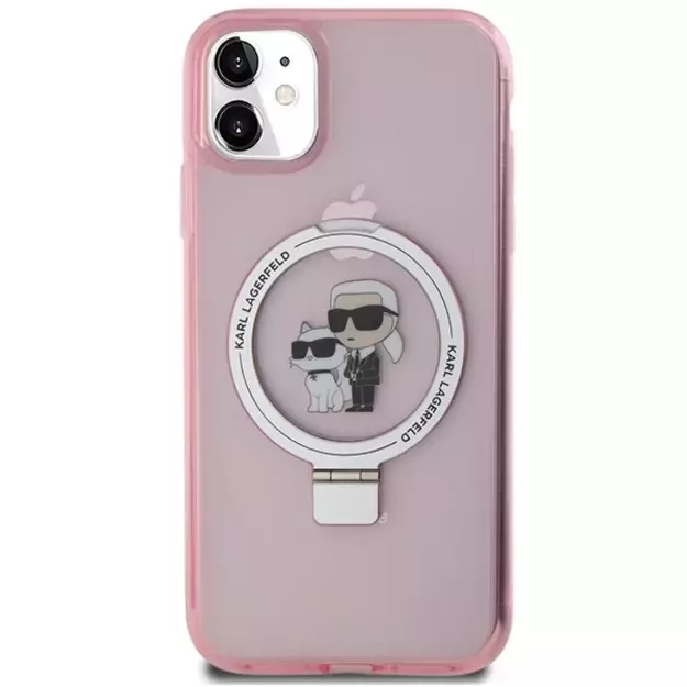Karl Lagerfeld Ring Stand Karl&Choupette MagSafe case for iPhone 11 / Xr - pink 9