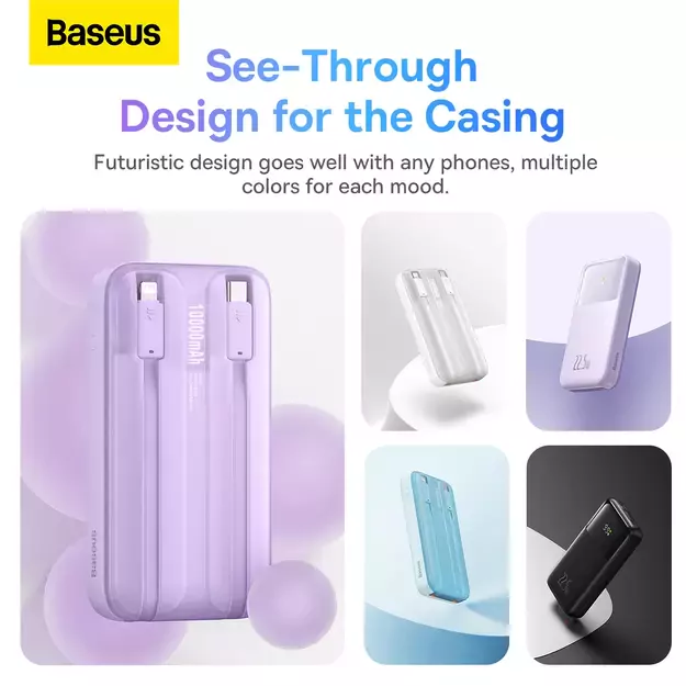 Baseus Comet Series powerbank with display 10000mAh 22.5W - blue + USB-A - USB-C cable 0.3m - white 14