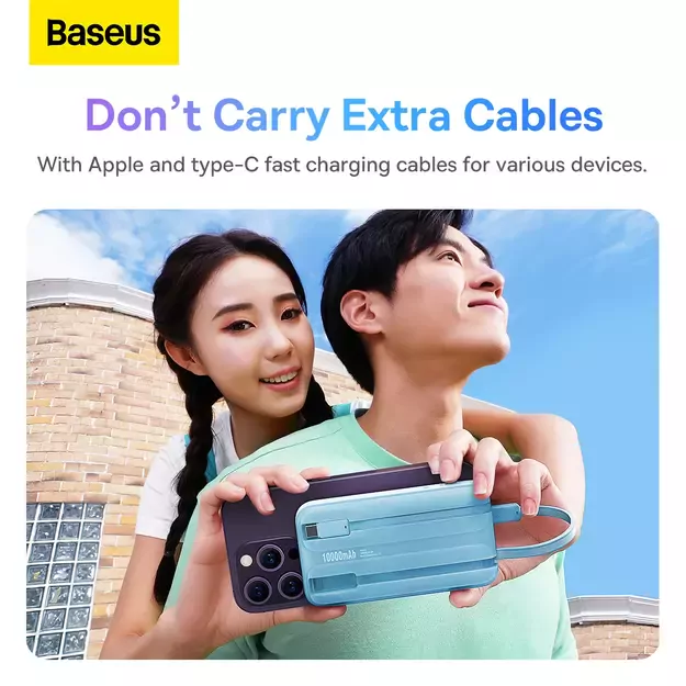 Baseus Comet Series powerbank with display 10000mAh 22.5W - blue + USB-A - USB-C cable 0.3m - white 13