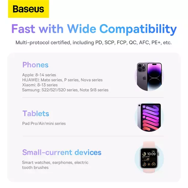 Baseus Comet Series powerbank with display 10000mAh 22.5W - blue + USB-A - USB-C cable 0.3m - white 17
