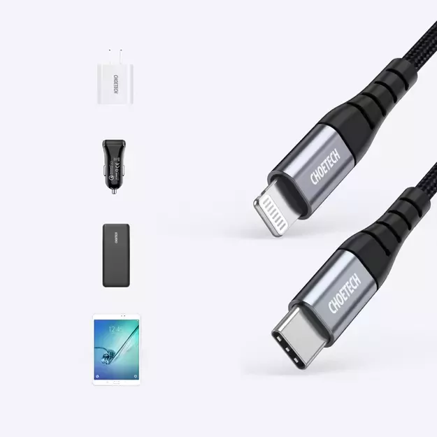 Choetech IP0041 USB-C / Lightning MFi 480Mb/s 3A 2 m cable - black 13
