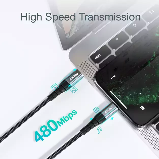 Choetech IP0041 USB-C / Lightning MFi 480Mb/s 3A 2 m cable - black 4