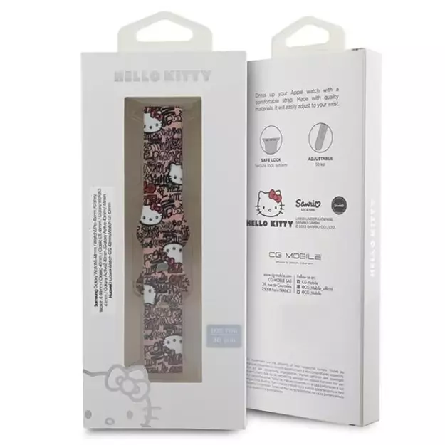 Hello Kitty Silicone Tags Graffiti strap universal 20mm - pink 3