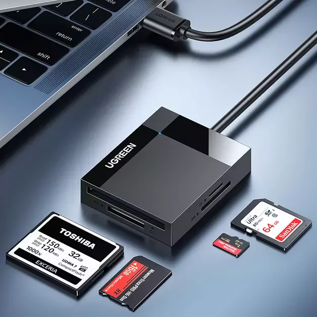 Ugreen CR125 30231 SD / micro SD / CF / MS memory card reader with 1m USB 3.0 cable - black 10