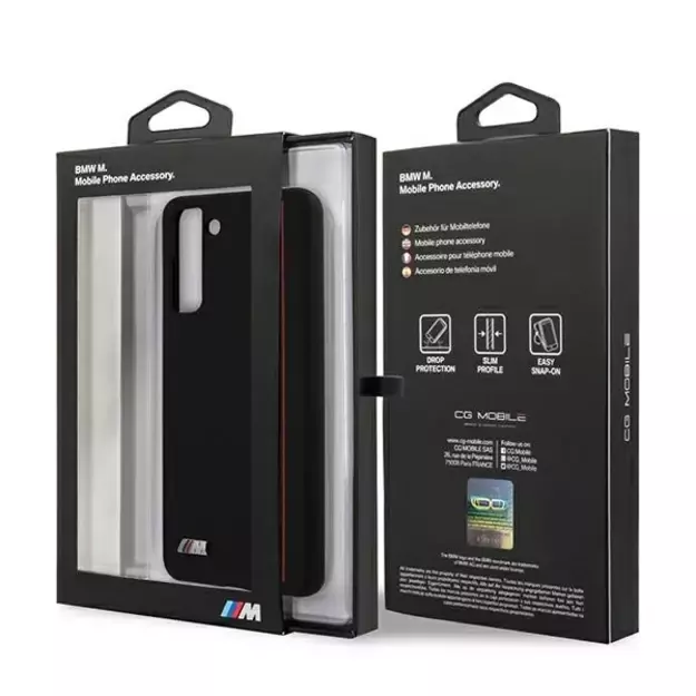 Etui BMW BMHCS21MSIVTBK S21+ G996 czarny/black Silicone Stripes M Collection 7
