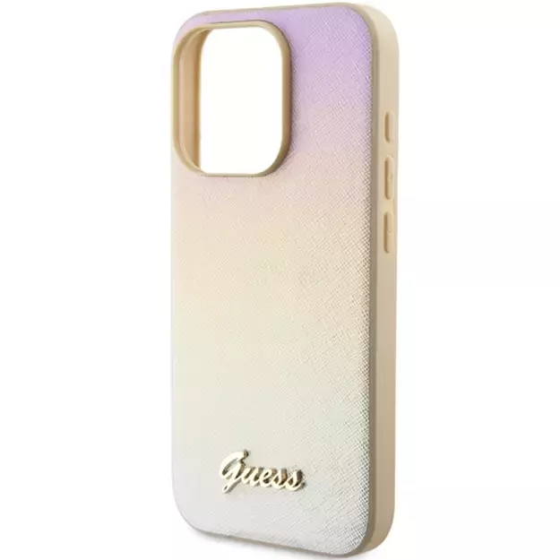 Guess Saffiano Iridescent Script case for iPhone 14 Pro - gold 5