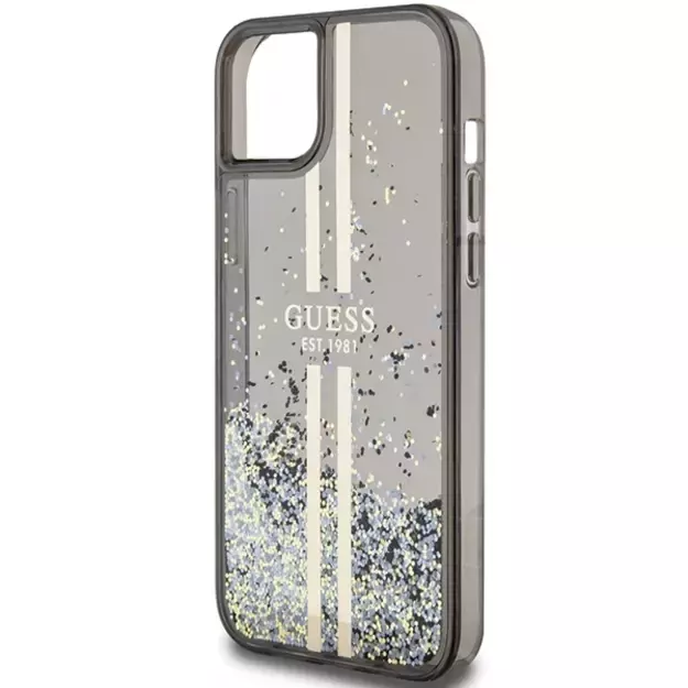 Guess Liquid Glitter Gold Stripes case for iPhone 15 Plus / 14 Plus - black 12