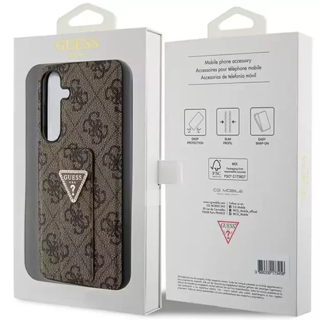 Guess GUHCS24SPGS4TDW S24 S921 brown/brown hardcase Grip Stand 4G Triangle Strass 14
