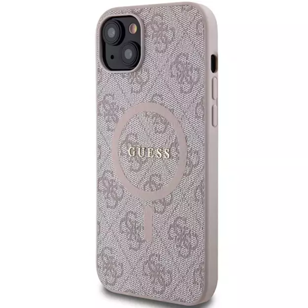 Guess 4G Collection Leather Metal Logo MagSafe Case for iPhone 14/15/13 - Pink 1