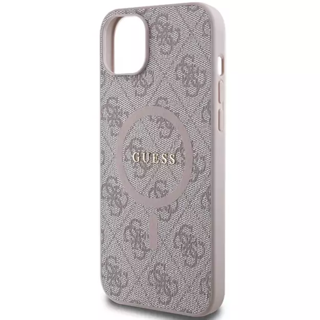 Guess 4G Collection Leather Metal Logo MagSafe Case for iPhone 14/15/13 - Pink 5