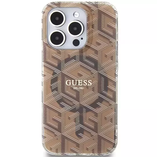 Guess IML GCube MagSafe case for iPhone 15 Pro - brown 9