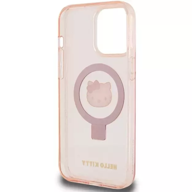 Hello Kitty Ring Stand Glitter Electrop Logo MagSafe Case for iPhone 15 Pro Max - Pink 6
