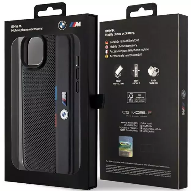 BMW Perforated Tricolor Line case for iPhone 15 Plus / 14 Plus - black 7