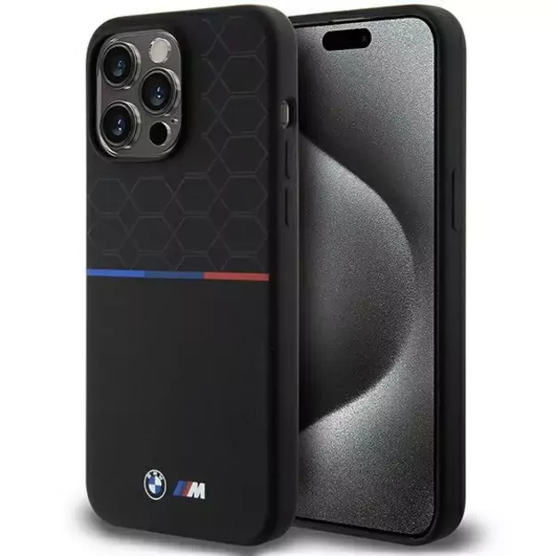 BMW M Silicone Pattern MagSafe case for iPhone 15 Pro Max - black