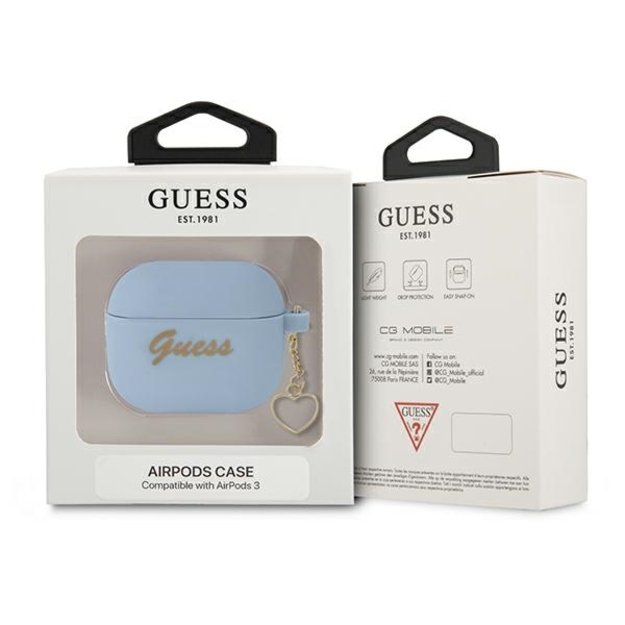 Guess GUA3LSCHSB AirPods 3 cover blue/blue Silicone Charm Heart Collection 2