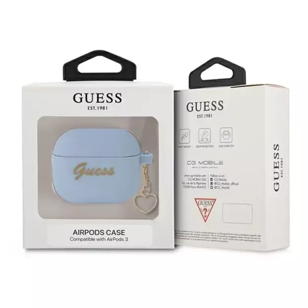 Guess GUA3LSCHSB AirPods 3 cover blue/blue Silicone Charm Heart Collection 4
