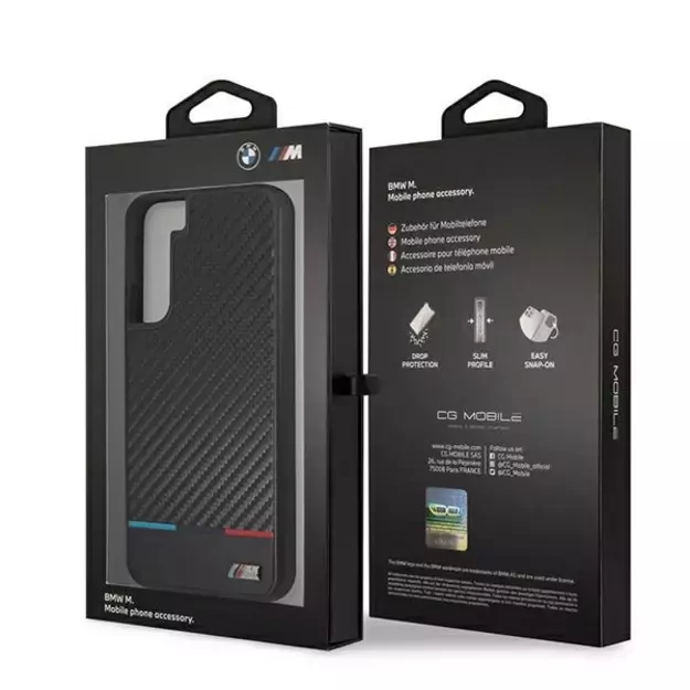 Etui hardcase BMW BMHCS22MPUCARTCBK S22+ S906  black/czarny M Collection Triangles 7