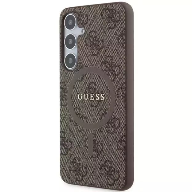 Guess 4G Collection Leather Metal Logo MagSafe case for Samsung Galaxy S24+ - brown 1