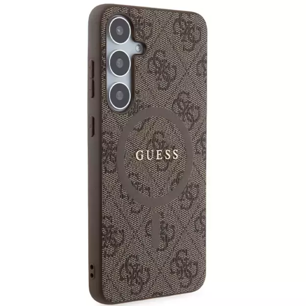 Guess 4G Collection Leather Metal Logo MagSafe case for Samsung Galaxy S24+ - brown 3