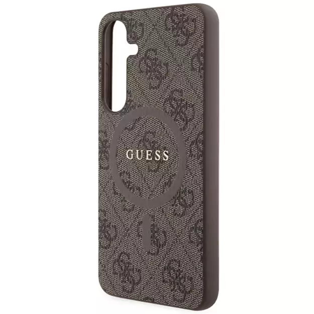 Guess 4G Collection Leather Metal Logo MagSafe case for Samsung Galaxy S24+ - brown 5