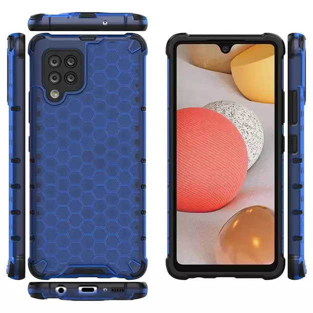 Honeycomb Case armor cover with TPU Bumper for Samsung Galaxy A42 5G blue 1