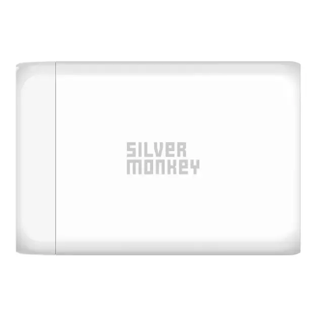Silver Monkey SMA152 130W GaN charger 3xUSB-C PD USB-A QC 3.0 with detachable power cable - white 4