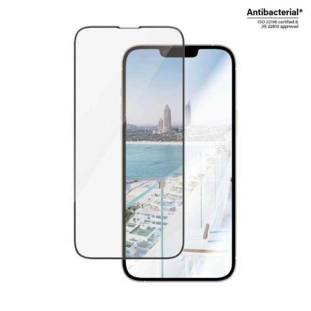 PanzerGlass Ultra-Wide Fit Antibacterial Tempered Glass with Glare Filter and Positioner for iPhone 14 Plus / 13 Pro Max 2
