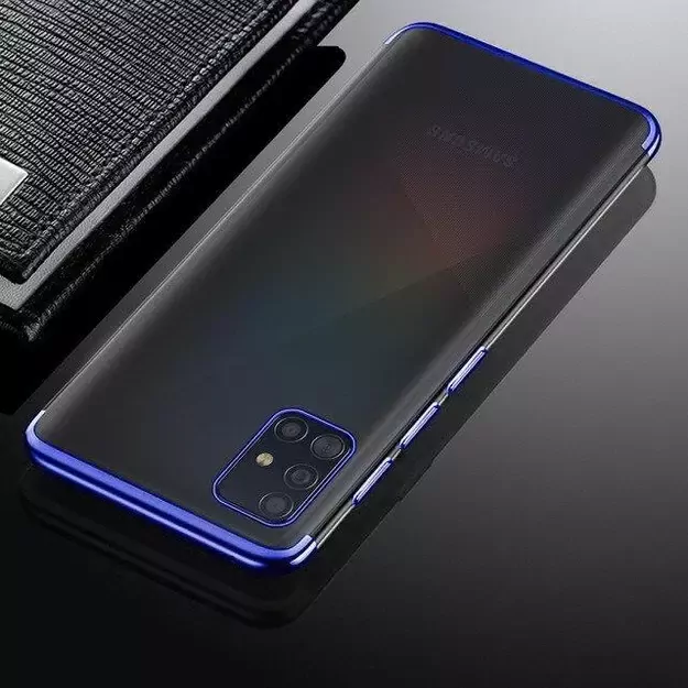 Clear Color Case Gel TPU Electroplating frame Cover for Samsung Galaxy A72 4G blue 2