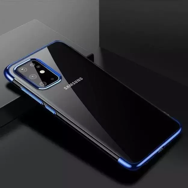 Clear Color Case Gel TPU Electroplating frame Cover for Samsung Galaxy A72 4G blue 1