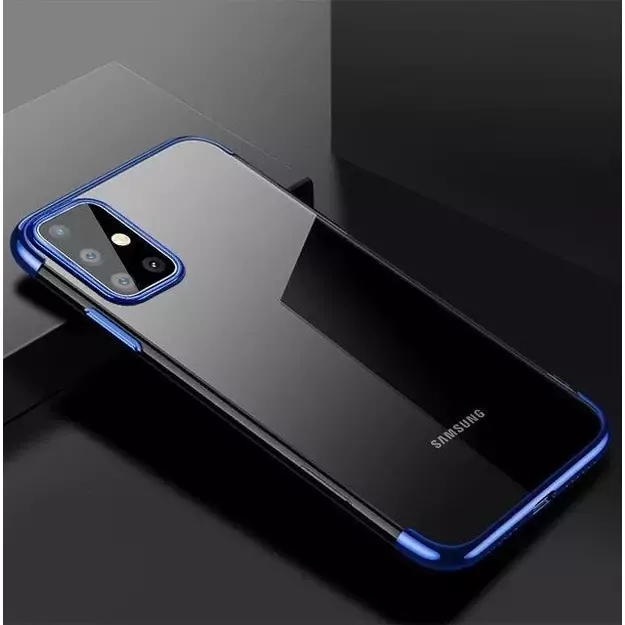 Clear Color Case Gel TPU Electroplating frame Cover for Samsung Galaxy A72 4G blue 3