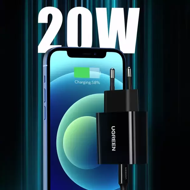Ugreen USB wall charger Type C 20W Power Delivery black (10191) 5