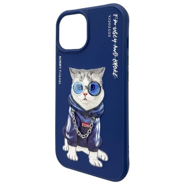 Nimmy Glasses Cool Cat Case for iPhone 15 - Blue 5