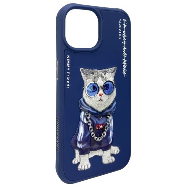 Nimmy Glasses Cool Cat Case for iPhone 15 - Blue 6