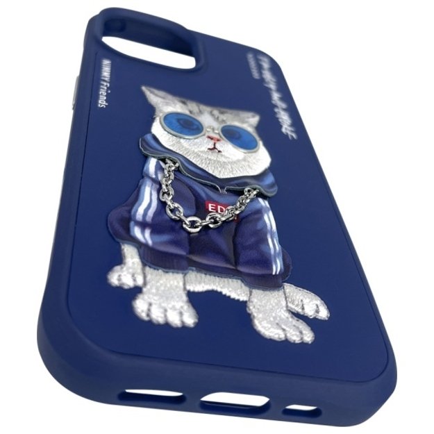Nimmy Glasses Cool Cat Case for iPhone 15 - Blue 8