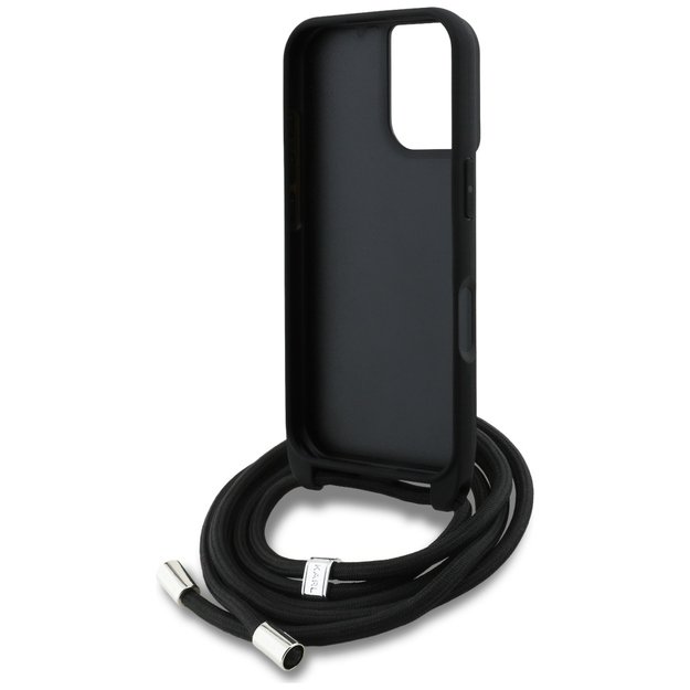 Karl Lagerfeld Crossbody Grained Pattern &amp  Logo Case for iPhone 16 - Black 5